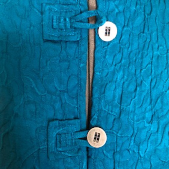 Chico's Teal Nehru Collar Jacket Size 2 - Picture 2 of 5